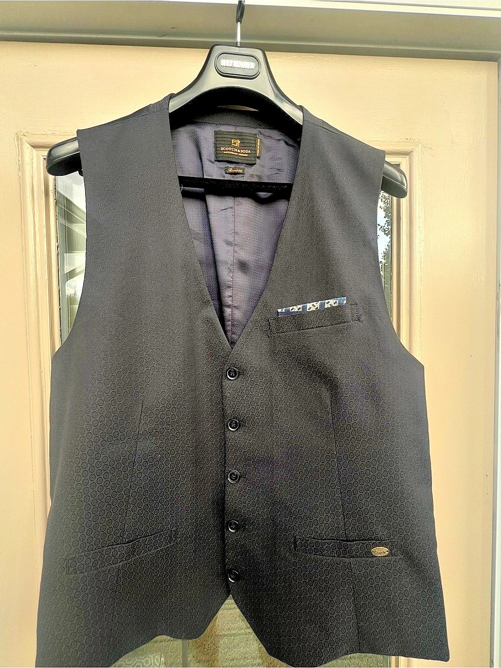 Scotch & Soda Amsterdam Couture Men's Geometric Vest in Dark Navy - Like New
